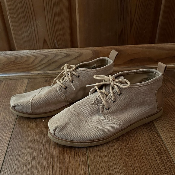TOMS Womens Bota Chukka Boots Micro Corduroy Tan Casual Natural Boho Size 8.5 - Picture 1 of 11